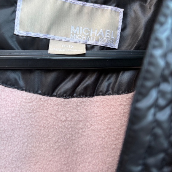 Michael Kors Girls Puffer Coat 10/12 Black w/ Pink Fur Hood - Picture 9 of 11